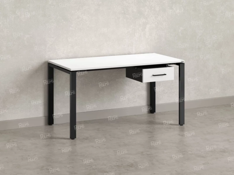 Стол прямой с подвесной тумбой, П-опора 1800x700x750 RM038-18x7 Белый/Черный