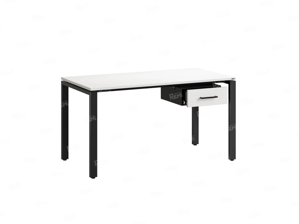 Стол прямой с подвесной тумбой, П-опора 1800x700x750 RM038-18x7 Белый/Черный