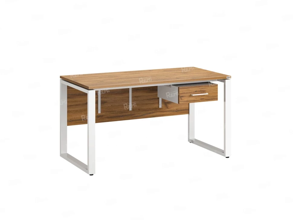Стол прямой, подвесная тумба, ЛДСП экран, О-опора 1800x800x750 RM032-18x8 Дуб Юстус/Белый