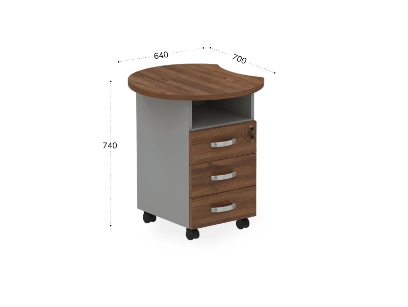 BRL RB087-64х70L Тумба приставная левая 640х700х740 Орех Вармия/Серый вулканический