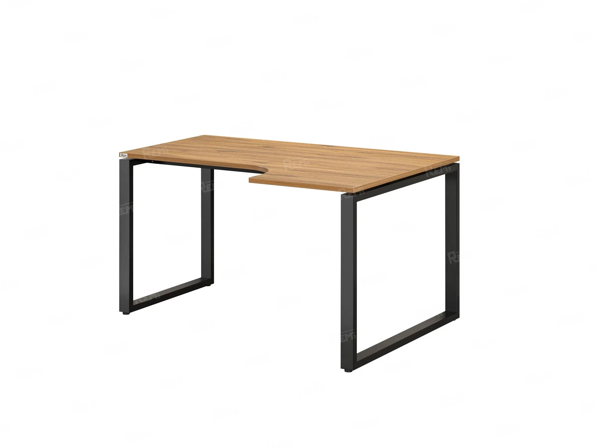 Стол угловой, О-опора, правый 1400x800/1000x750, RM054-14x8-10 Дуб Юстус/Черный