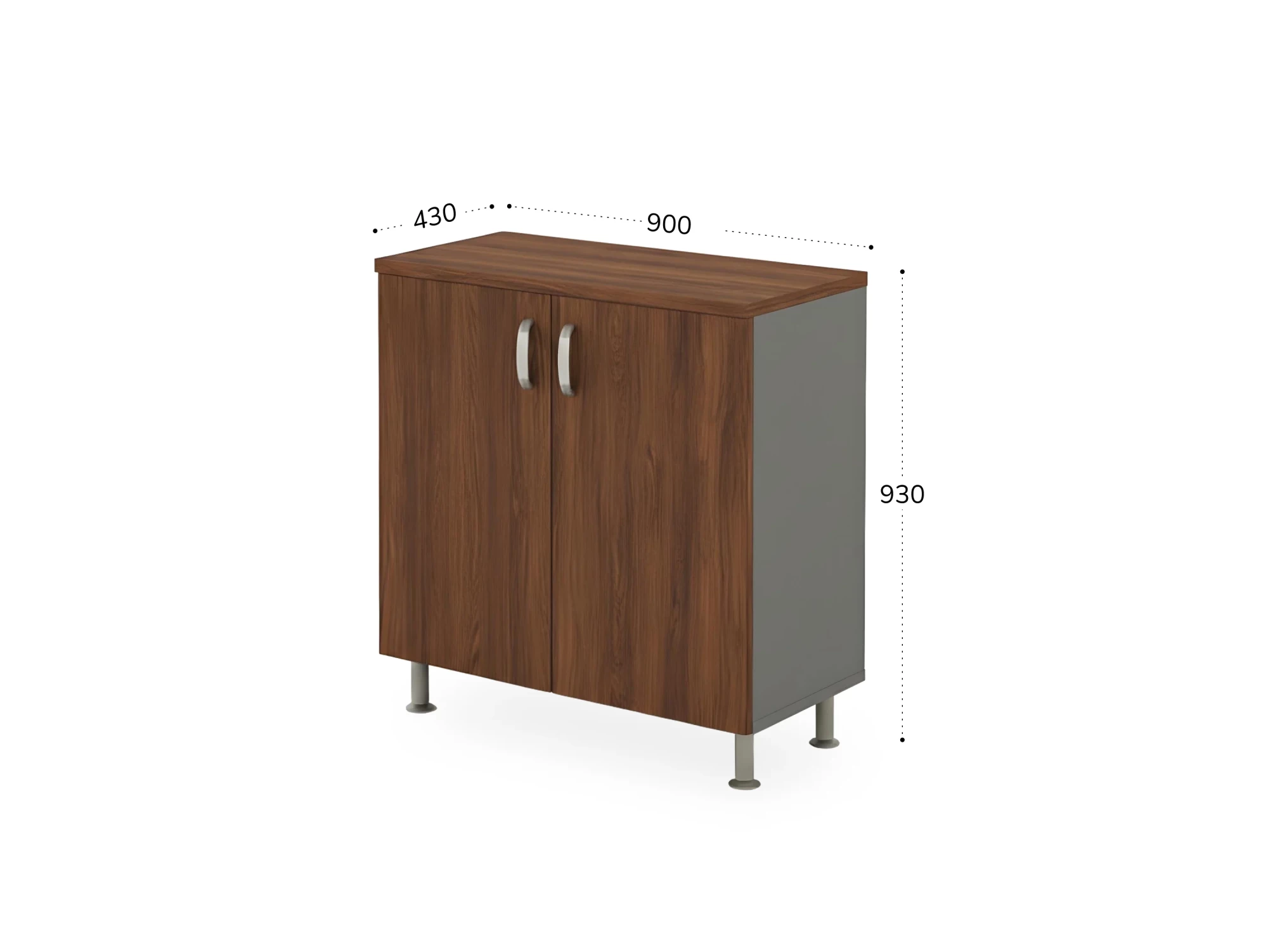 BRL RB046-90х43 Шкаф закрытый 2 уровня 900х430х930 Орех Вармия/Серый вулканический