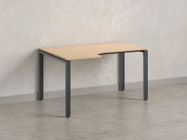 Стол угловой, П-опора, левый 1600x600/900x750, RM053-16x6-9 Вяз Швейцарский светлый/Серый