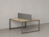 Бенч-система, 2 рабочих места, с одним тканевым экраном 1200x1200x750 RM169-1-12x12 Вяз Швейцарский светлый/Серый