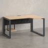 Стол угловой, экран металл, О-опора, правый 1800x600/900x750, RM057-18x6-9 Вяз Швейцарский светлый/Серый