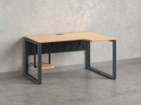 Стол угловой, экран металл, О-опора, правый 1800x600/900x750, RM057-18x6-9 Вяз Швейцарский светлый/Серый