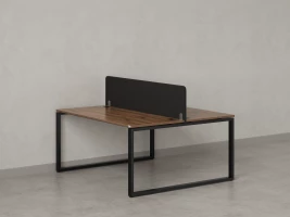 Бенч-система, 2 рабочих места, с одним тканевым экраном 1600x1200x750 RM169-1-16x12 Дуб Юстус/Черный