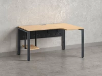 Стол угловой, экран металл, П-опора, правый 1600x600/900x750, RM058-16x6-9 Вяз Швейцарский светлый/Серый