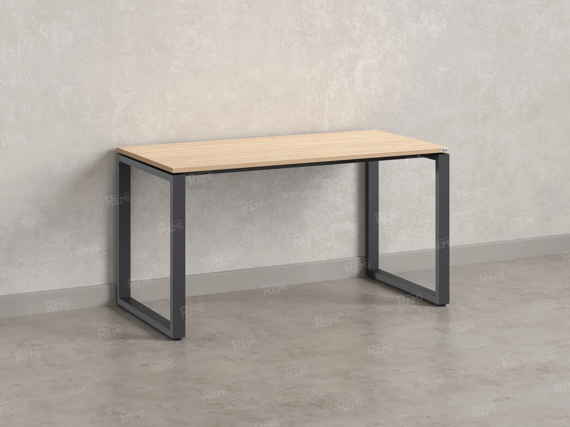 Стол прямой на O-образных опорах 1800x600x750 RM002-18x6 Вяз Швейцарский светлый/Серый