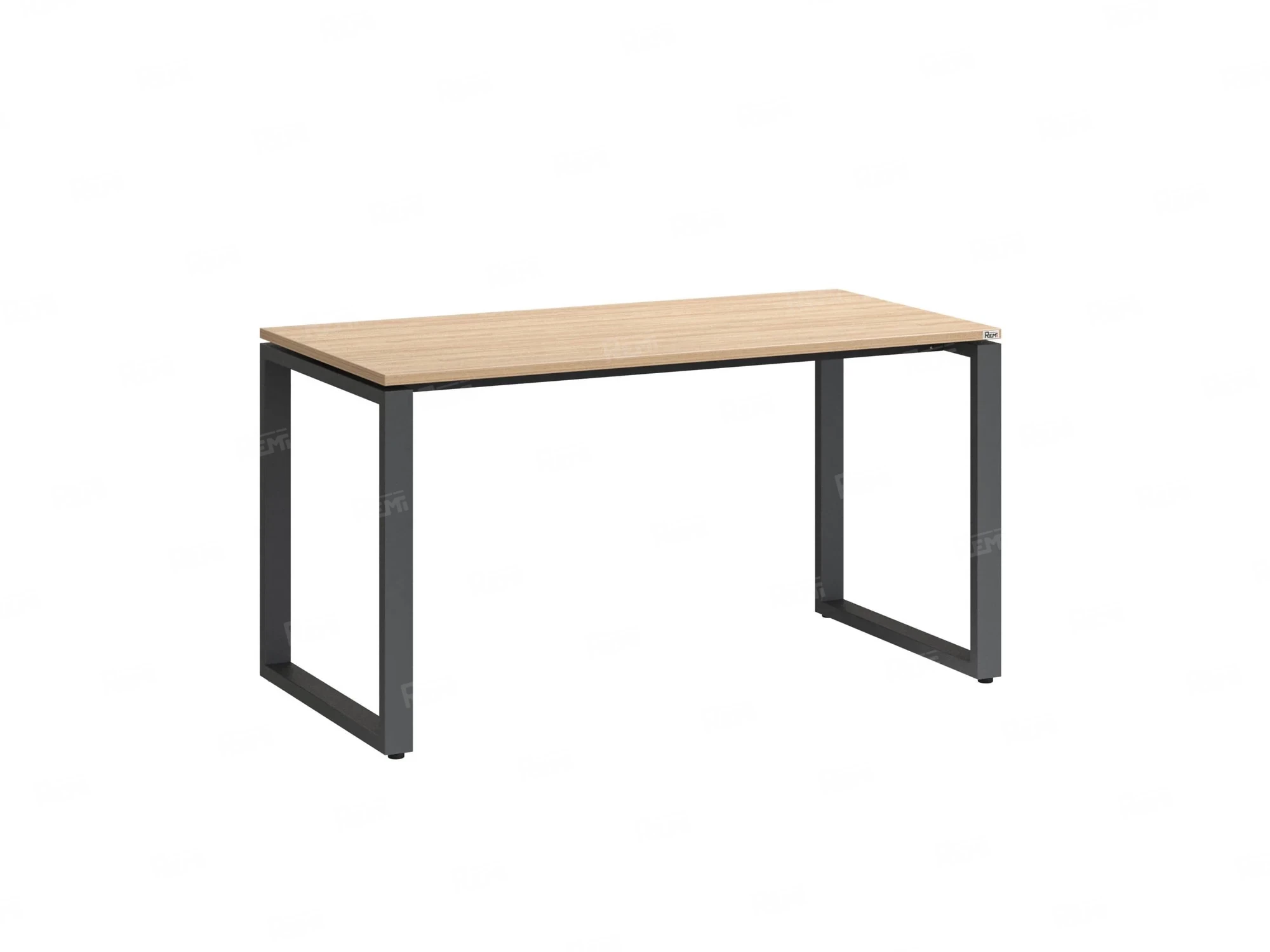 Стол прямой на O-образных опорах 1800x600x750 RM002-18x6 Вяз Швейцарский светлый/Серый