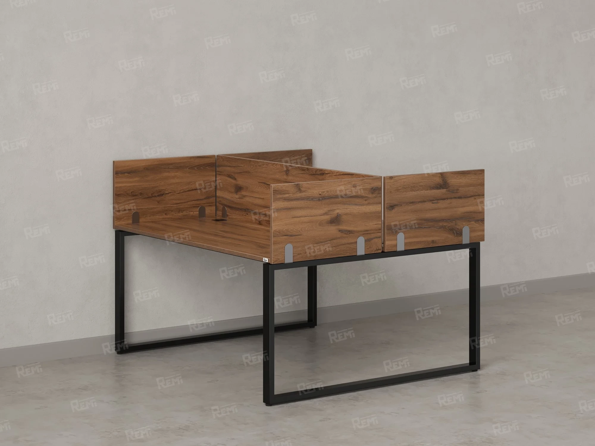 Бенч-система, 2 рабочих места, 5 ЛДСП экранов 1200x1400x750 RM169-4-12x14 Дуб Юстус/Черный