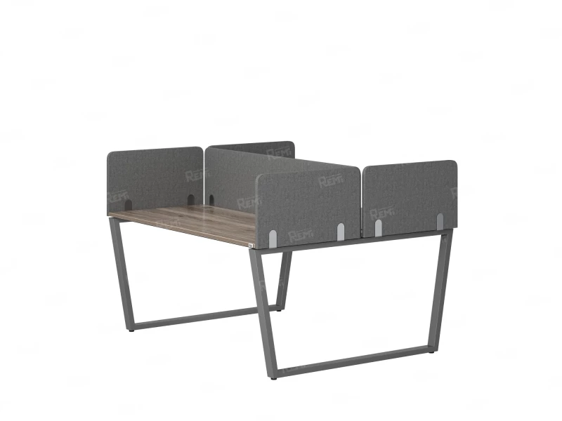 Бенч-система, 2 рабочих места, 5 тканевых экранов 1400x1200x750 RM172-3-14x12 Дуб Маувелла/Серый