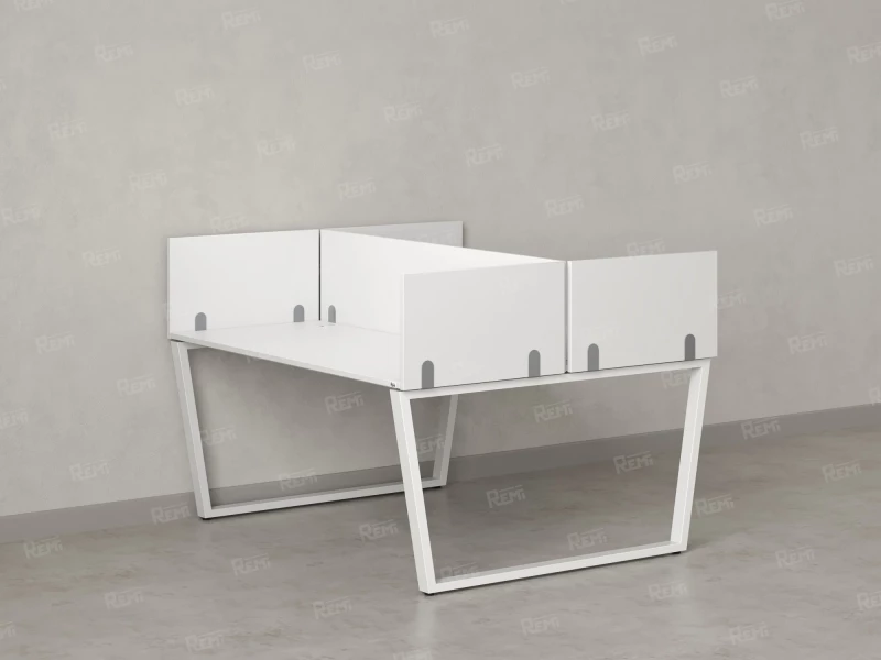 Бенч-система, 2 рабочих места, 5 ЛДСП экранов 1200x1600x750 RM172-4-12x16 Белый/Белый