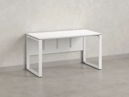 Стол прямой, О-опоры, экран ЛДСП,парящая стол-ца 1800x600x750 RM008-18x6 Белый/Белый