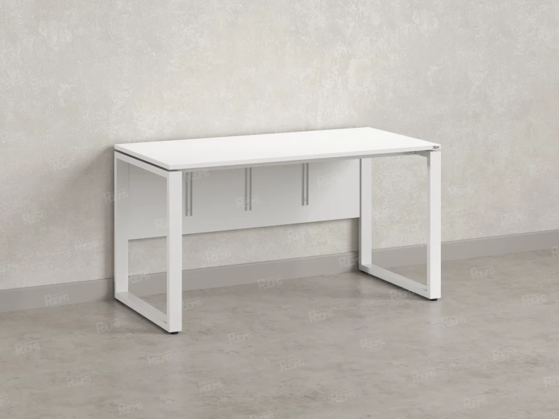 Стол прямой, О-опоры, экран ЛДСП,парящая стол-ца 1800x600x750 RM008-18x6 Белый/Белый