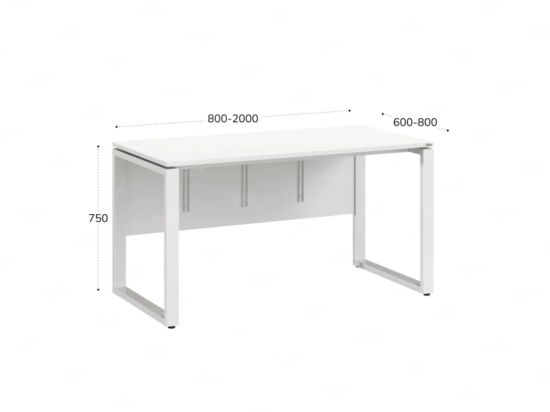 Стол прямой, О-опоры, экран ЛДСП,парящая стол-ца 1800x600x750 RM008-18x6 Белый/Белый