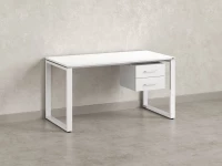 Стол прямой с подвесной тумбой 2 ящика, О-опора 2000x700x750 RM037-20x7 Белый/Белый