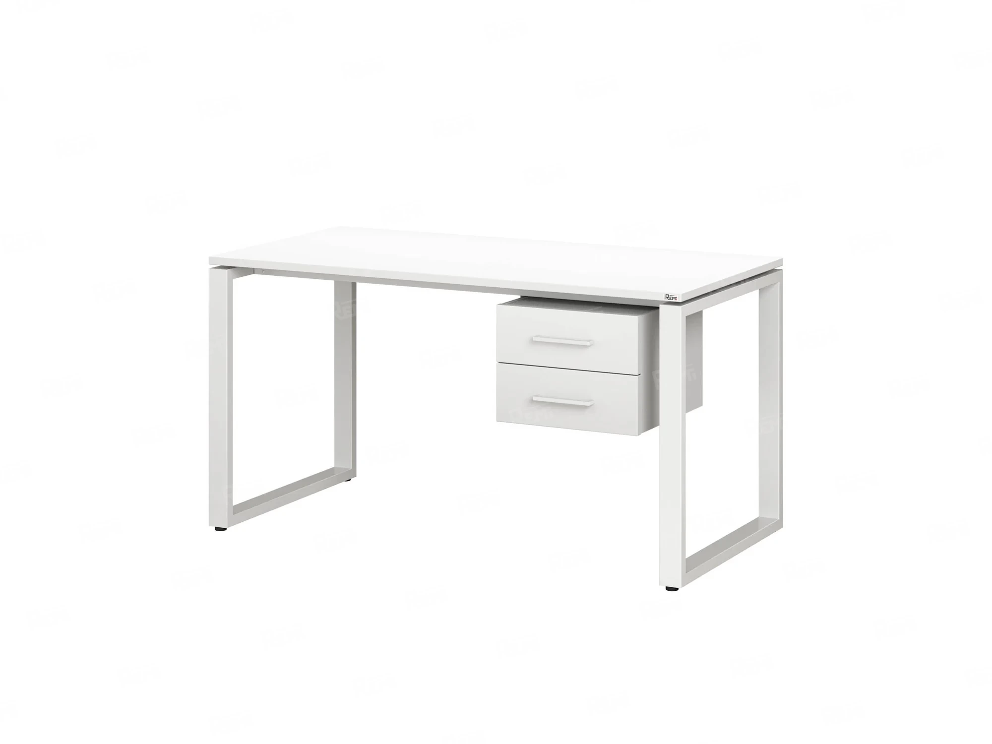 Стол прямой с подвесной тумбой 2 ящика, О-опора 2000x700x750 RM037-20x7 Белый/Белый