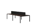 Бенч-система, 4 рабочих места, на П-образных опорах, 2 тканевых экранов 2000x1200x750 RM166-3-10x12 Дуб Апрельский шоколад/Черный