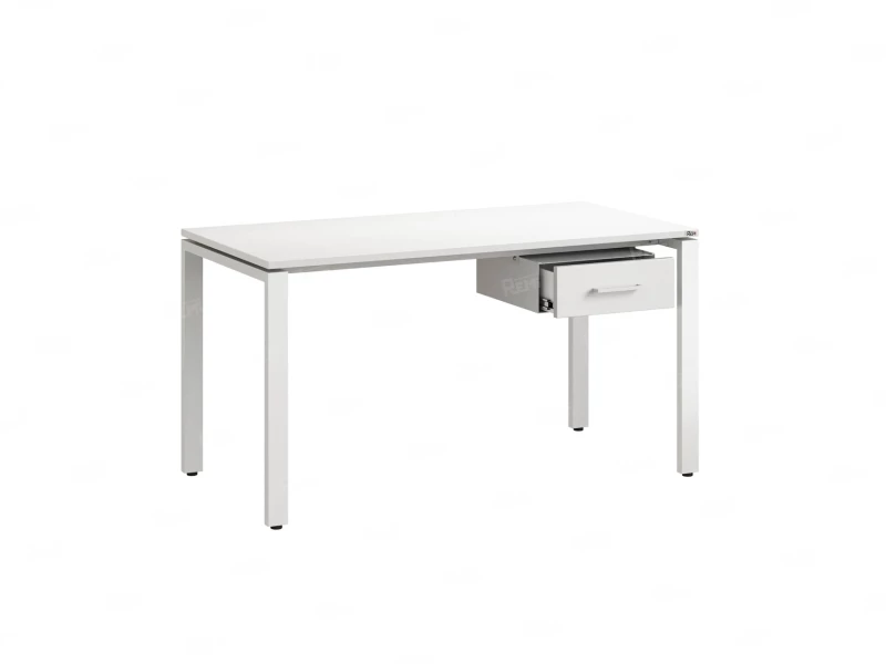 Стол прямой с подвесной тумбой, П-опора 1600x600x750 RM038-16x6 Белый/Белый