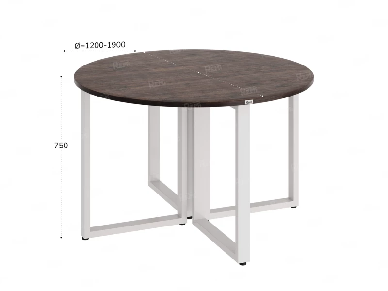 Круглый стол на О-образных опорах 1500x1500x750 RM187-15x15 Дуб Апрельский шоколад/Белый