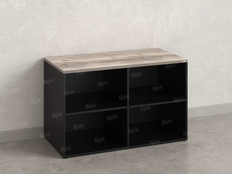 Стеллаж низкий, 4 ячейки 1200х600х750 RM146-12x6 Дуб Маувелла/Черный