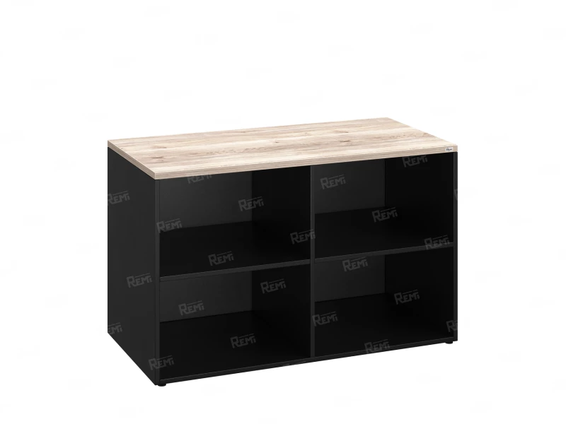 Стеллаж низкий, 4 ячейки 1200х600х750 RM146-12x6 Дуб Маувелла/Черный