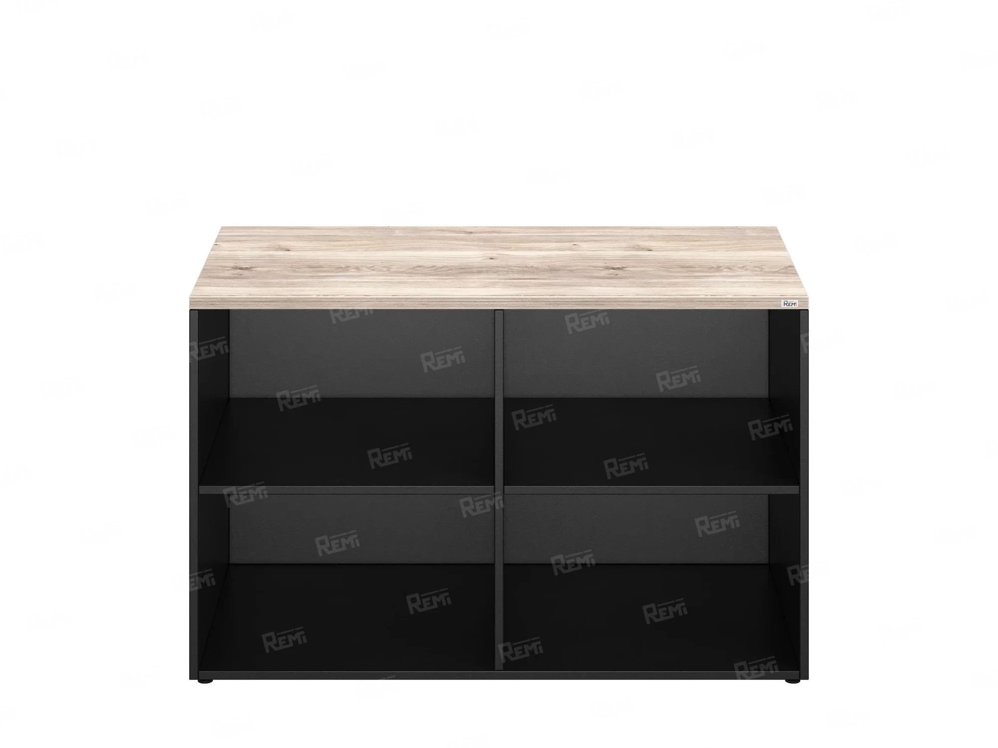 Стеллаж низкий, 4 ячейки 1200х600х750 RM146-12x6 Дуб Маувелла/Черный