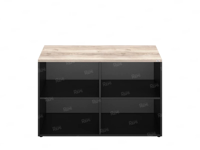 Стеллаж низкий, 4 ячейки 1200х600х750 RM146-12x6 Дуб Маувелла/Черный