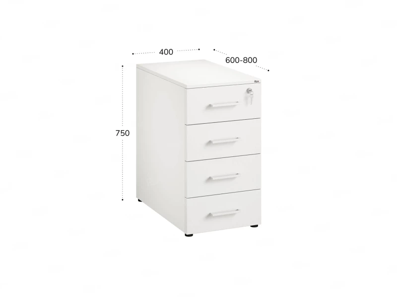 Тумба приставная, 4 ящика 400x600x750 RM121-40x60 Белый/Белый