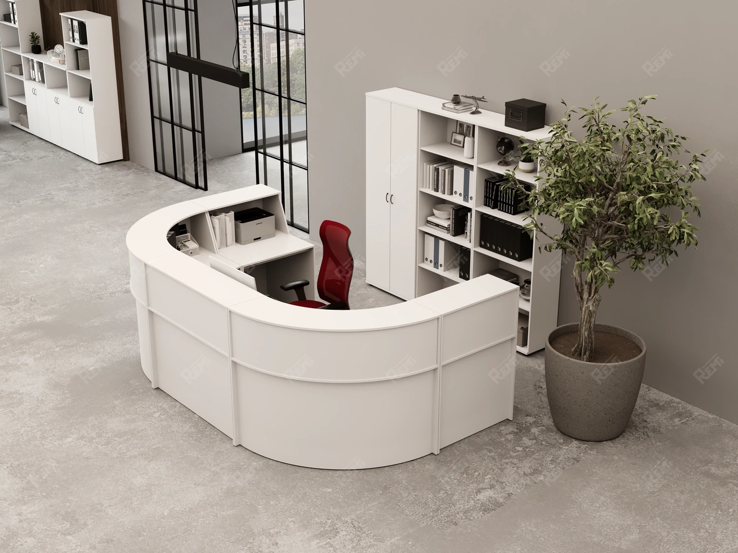 Блок ресепшн RLG068 с полкой 180x90x125 Белый, Серия ЛАЙТ | LIGHT