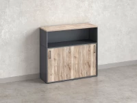 Низкий шкаф-купе, 2 полки с надстройкой, на регулируемых опорах 1200x420x1100 RM127-120x42 Дуб Маувелла/Серый