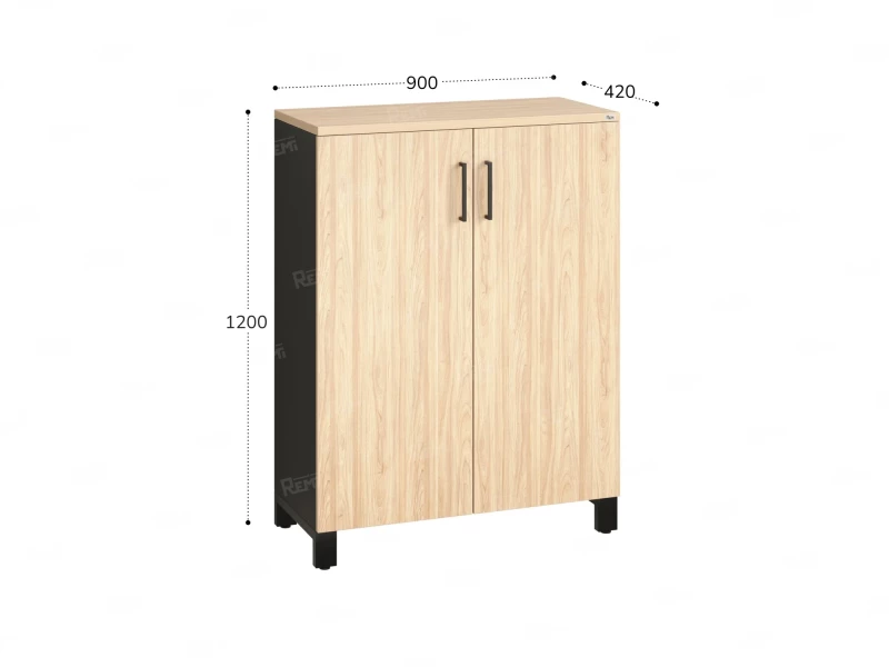 Шкаф распашной, 3 уровня 900x420x1200 RM149-90x42 Вяз Швейцарский светлый/Черный