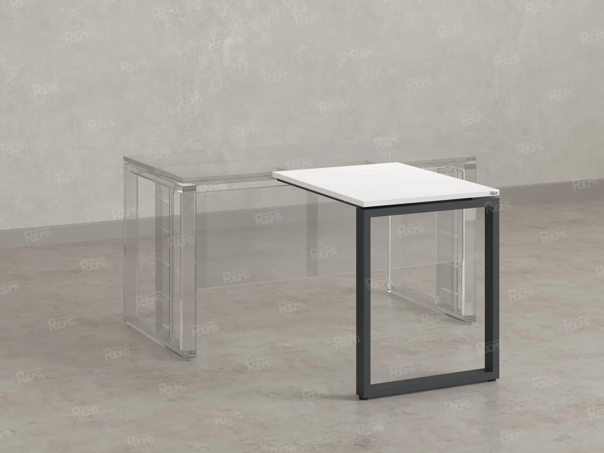 Брифинг прямой, с парящей столешнецей, на О-образном каркасе 1300x600x750 RM072-13x6 Белый/Серый