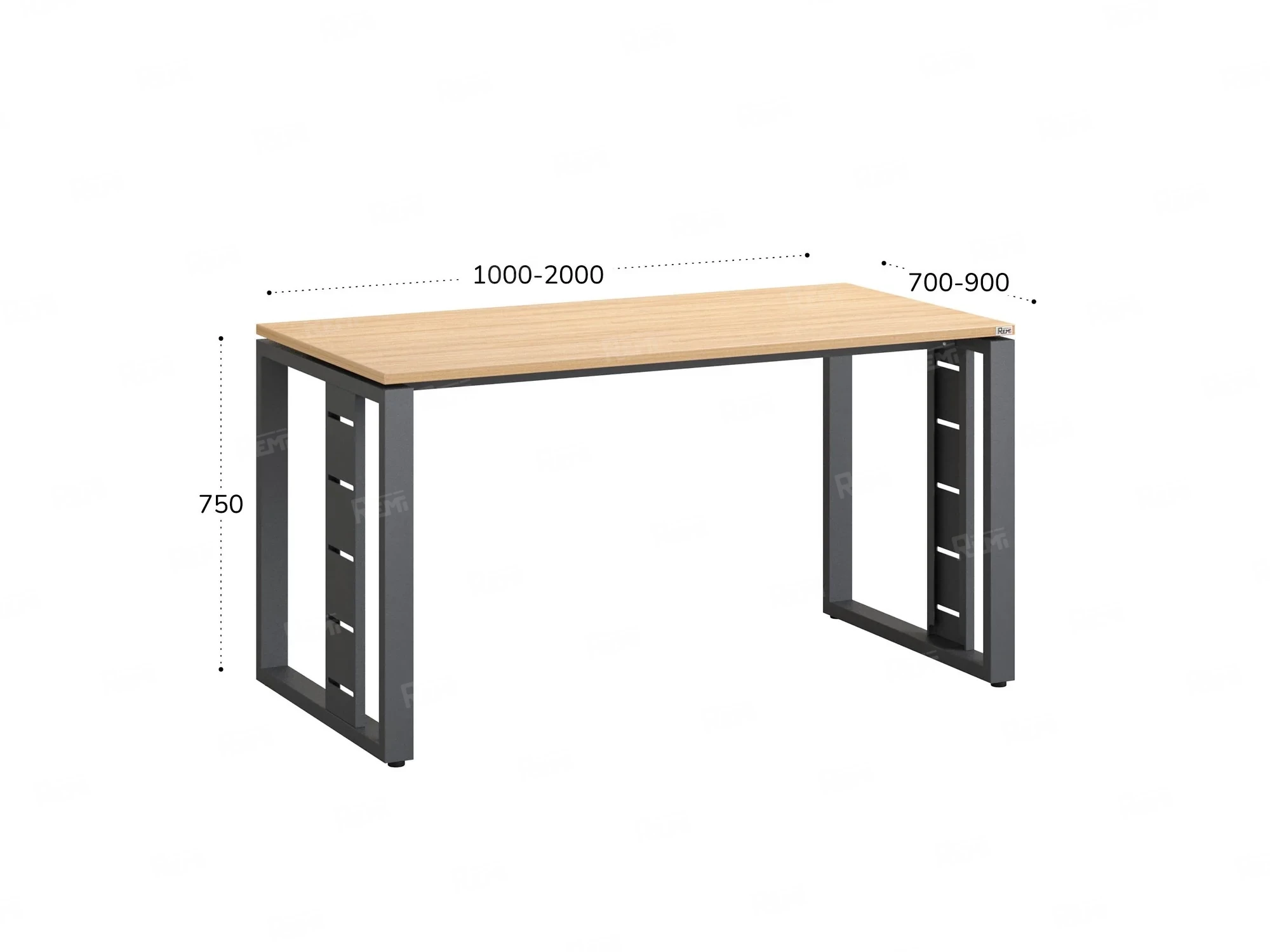 Стол прямой на О-образных опорах 1200x800x750 RM040-12x8 Вяз Швейцарский светлый/Серый