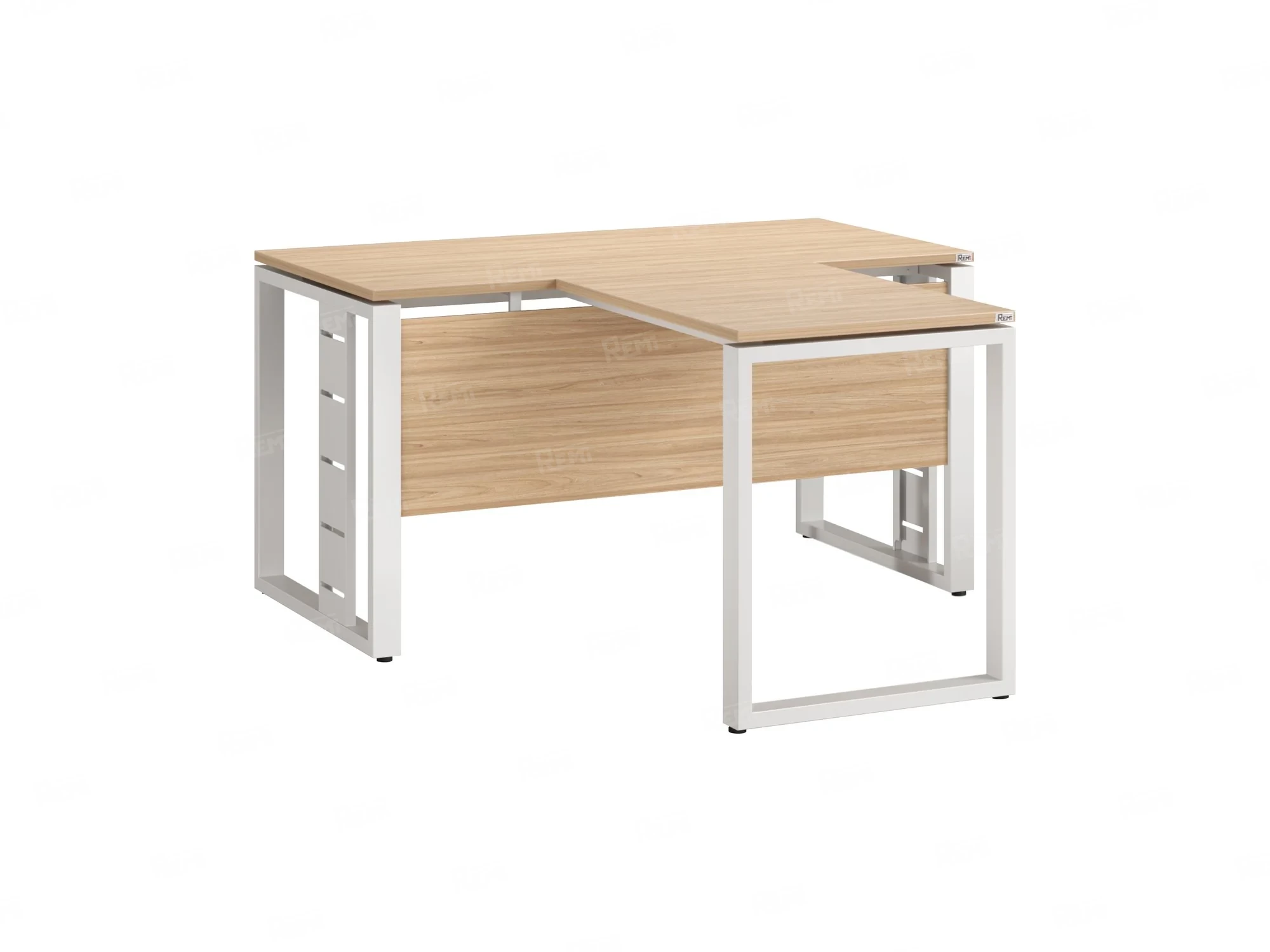 Стол с брифингом с парящей столешницей на О-образных опорах с экраном ЛДСП RM045-10x9 1000x1900x750 Вяз Швейцарский светлый/Белый