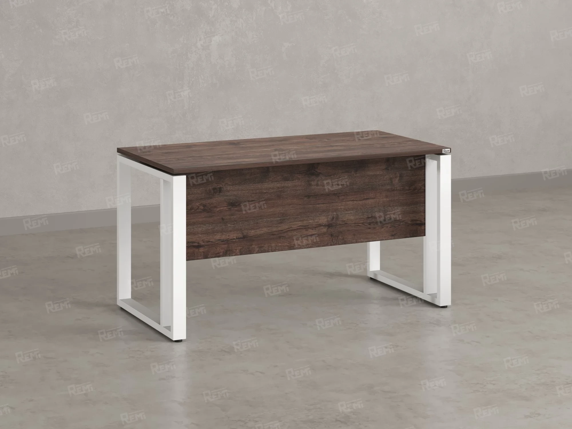 Стол прямой на О-образных опорах с экраном ЛДСП 1800x800x750 RM041-18x8 Дуб Апрельский шоколад/Белый