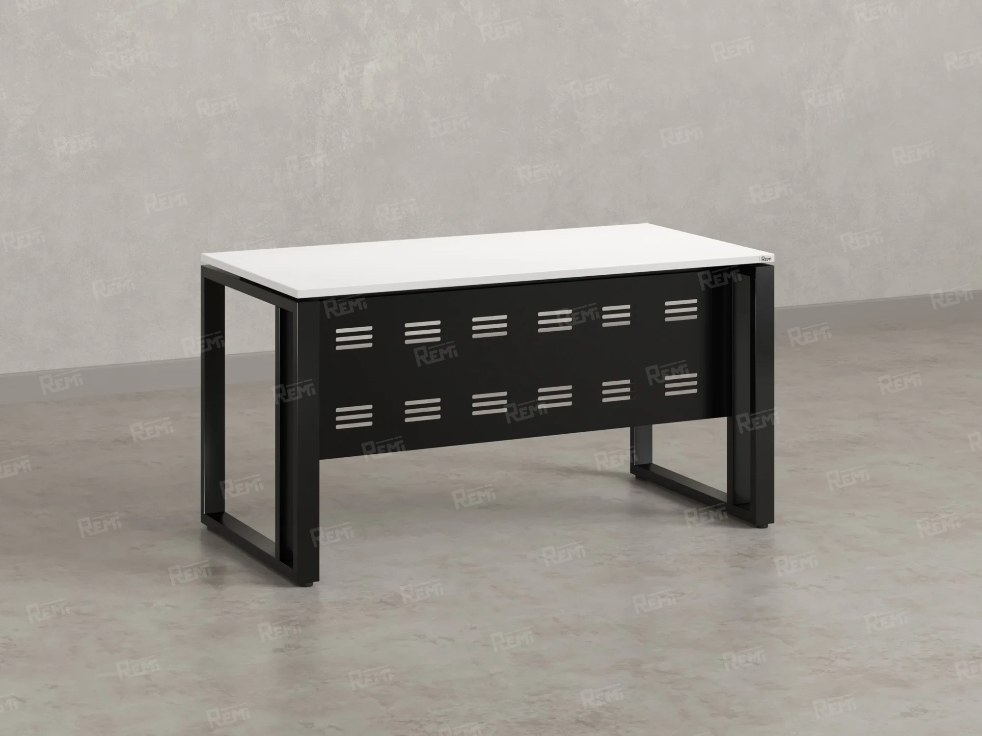 Стол прямой на О-образных опорах с металлическим экраном 1000x800x750 RM042-10x8 Белый/Черный