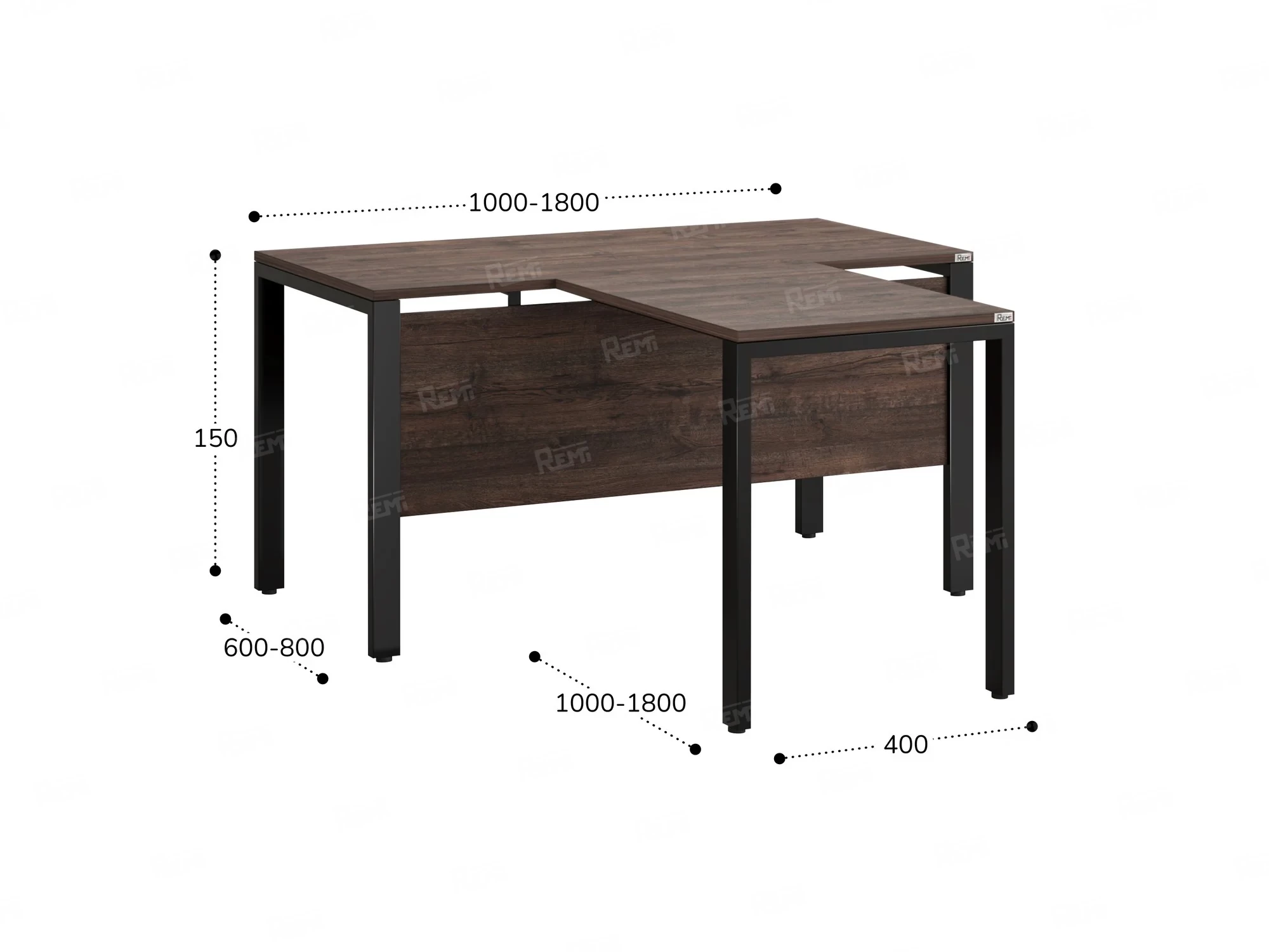 Стол с брифингом на П-образных опорах с экраном ЛДСП RM044-16x7 1600x2300x750 Дуб Апрельский шоколад/Черный