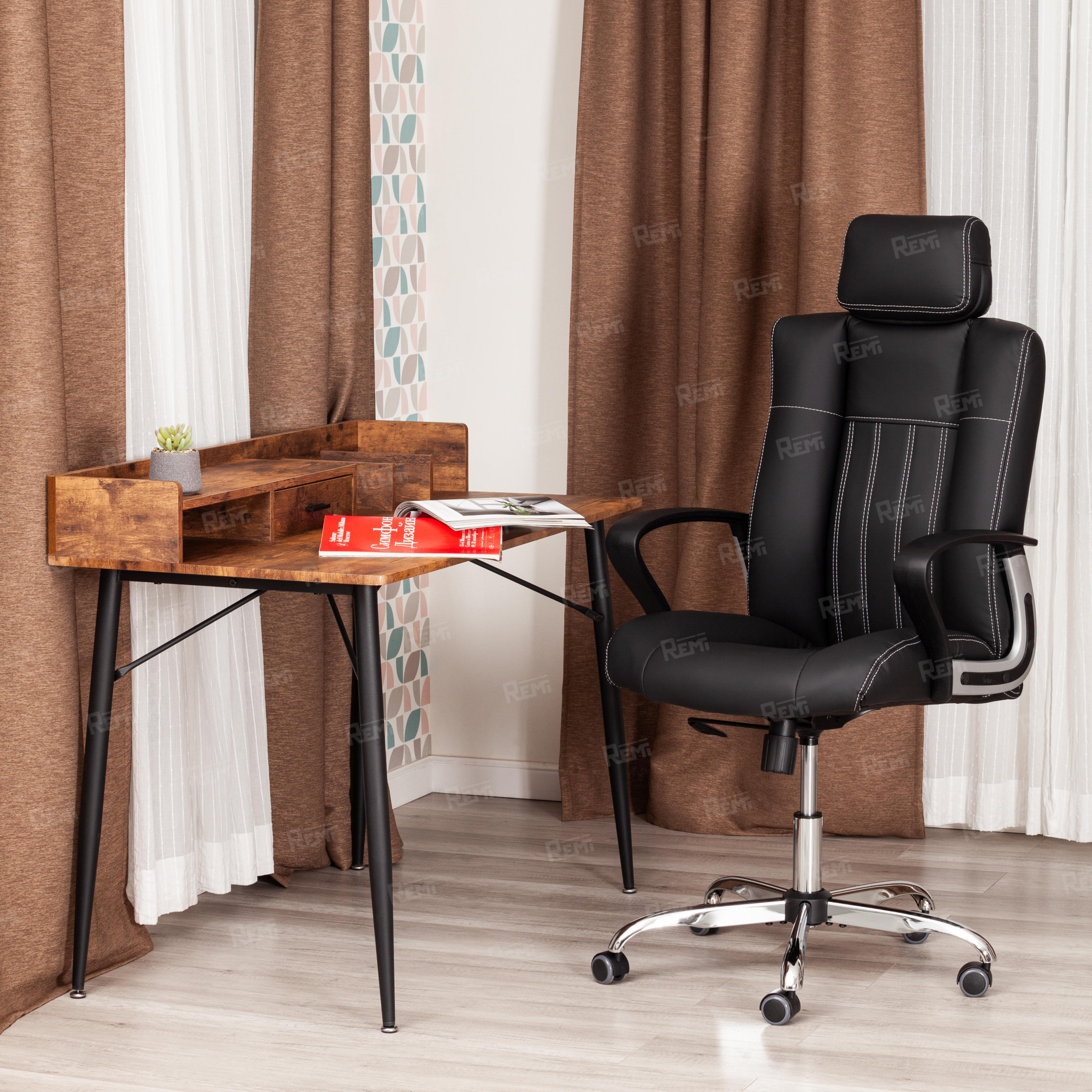 Кресло OXFORD хром Черный/Черный, Экокожа (арт. 21162)