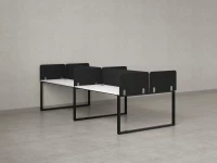 Бенч-система, 4 рабочих места, на О-образных опорах, 8 тканевых экранов 3600x1200x750 RM170-1-18x12 Белый/Черный