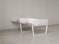 Бенч-система, 4 рабочих места, на U-образных опорах, 8 тканевых экранов 2400x1200x750 RM173-1-12x12 Дуб Юстус/Белый