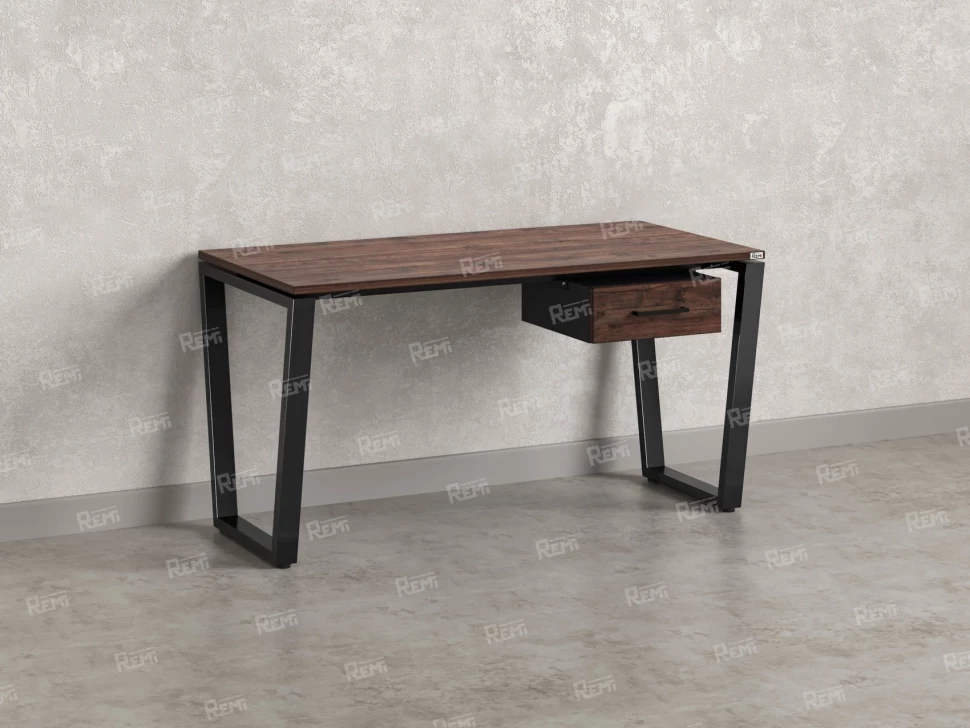 Стол прямой с подвесной тумбой, U-опора 1800x600x750 RM034-18x6 Дуб Апрельский шоколад/Черный