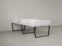 Бенч-система, 4 рабочих места, на U-образных опорах, 8 ЛДСП экранов 2000x1600x750 RM173-2-10x16 Белый/Черный