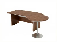 BRL RB069-255x150R Стол руководителя с брифингом правый 2550х1500х760 Орех Вармия/Белый