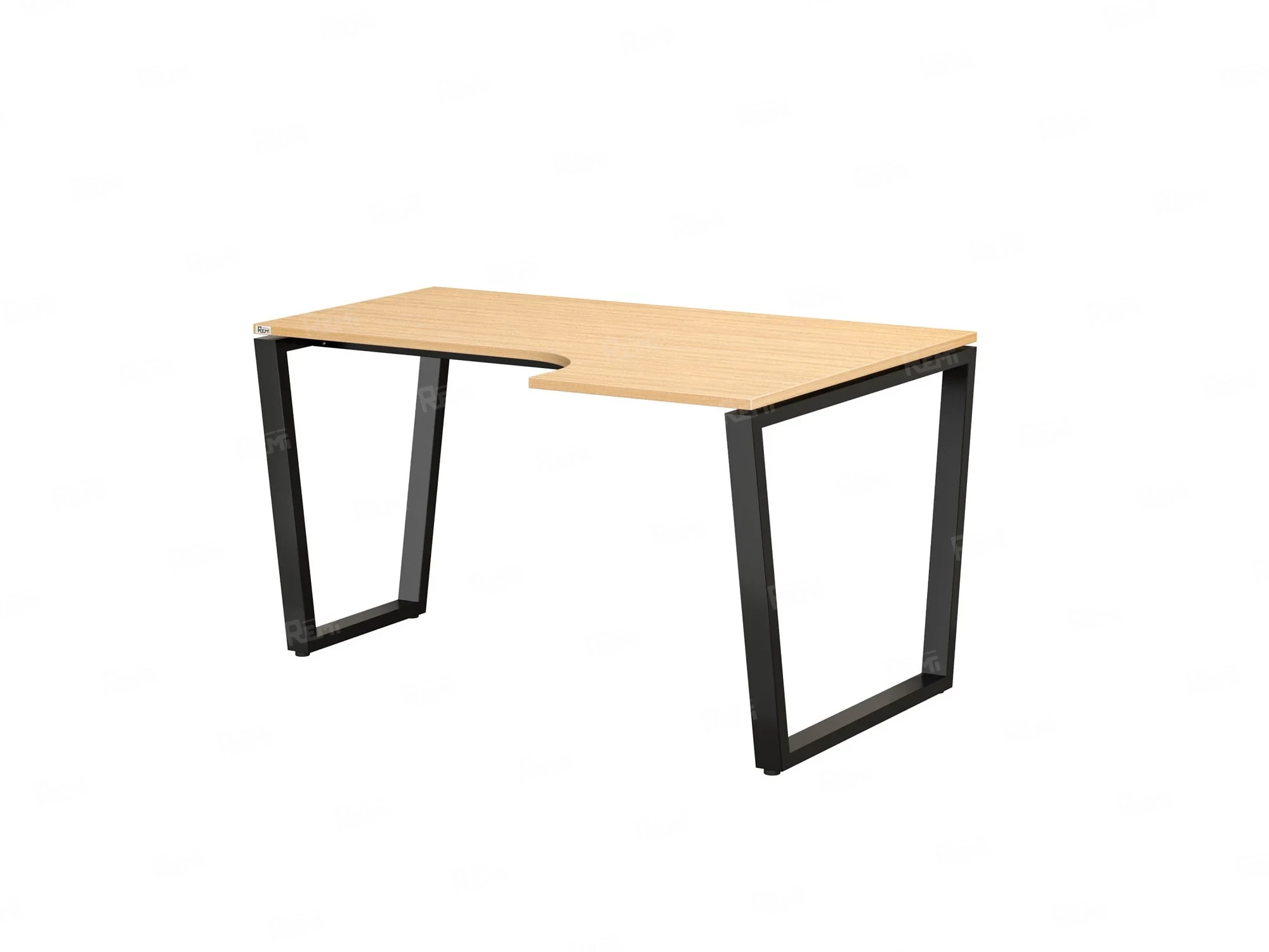 Стол угловой, U-опора, правый 1400x600/900x750, RM050-14x6-9 Вяз Швейцарский светлый/Черный