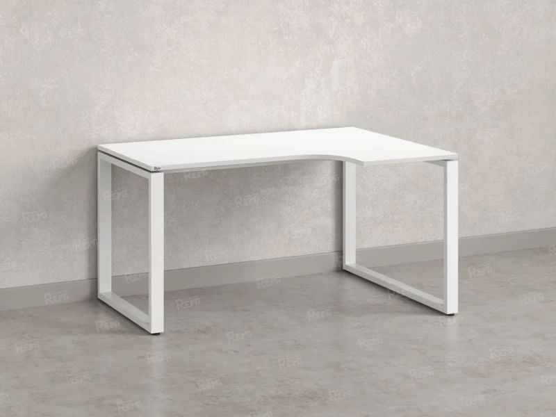 Стол угловой, О-опора, правый 1400x900/1200x750, RM054-14x9-12 Белый/Белый