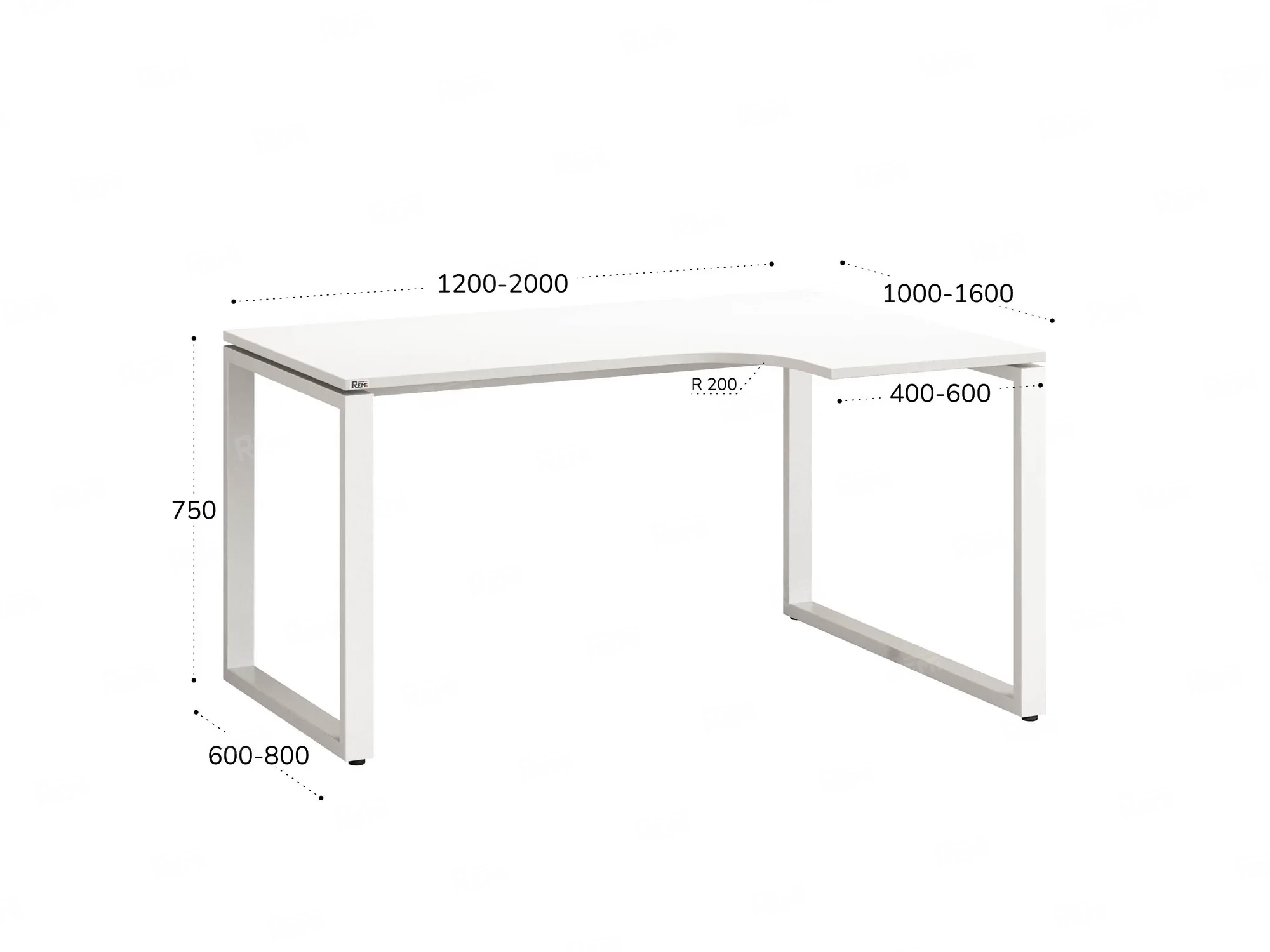 Стол угловой, О-опора, правый 1400x900/1200x750, RM054-14x9-12 Белый/Белый
