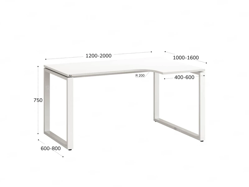 Стол угловой, О-опора, правый 1400x900/1200x750, RM054-14x9-12 Белый/Белый