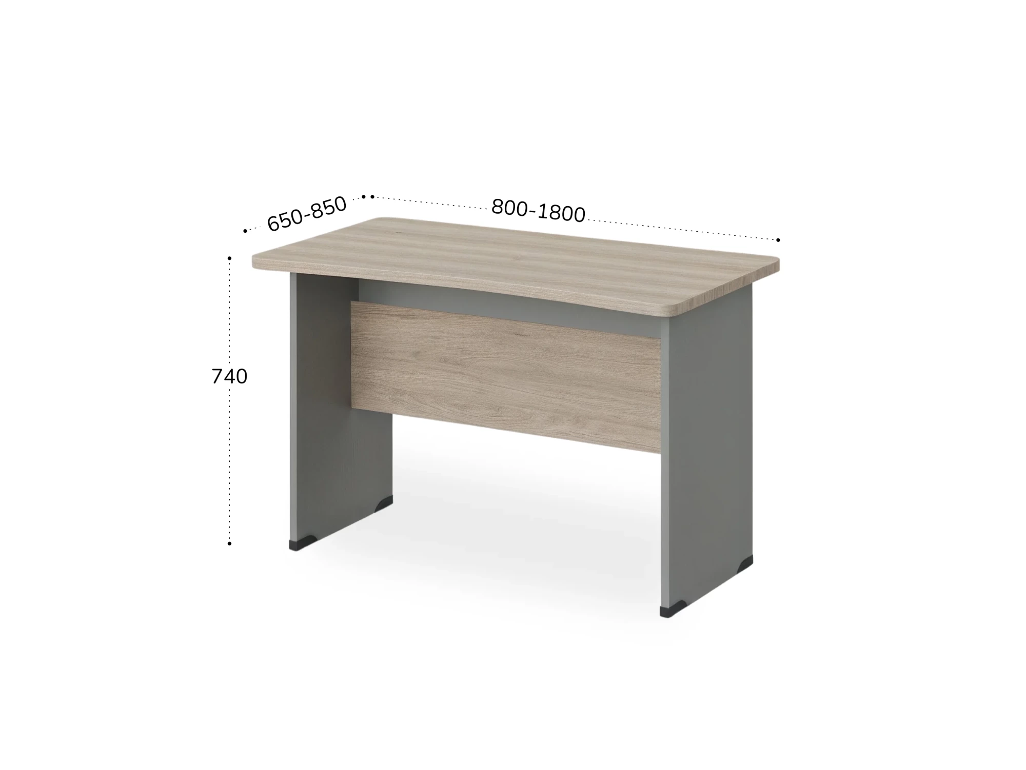 BRL RB002-180х85 Стол прямой с вогнутой столешницей 850 мм 1800х850х740 Шорвуд/Серый вулкан-кий